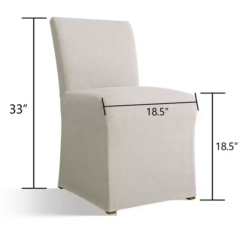 Lot de 4 chaises de salle à manger déhoussables beiges, chaises Parsons modernes de style campagnard en lin texturé avec jupe – Panipeachy