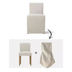 Lot de 4 chaises de salle à manger déhoussables beiges, chaises Parsons modernes de style campagnard en lin texturé avec jupe – Panipeachy