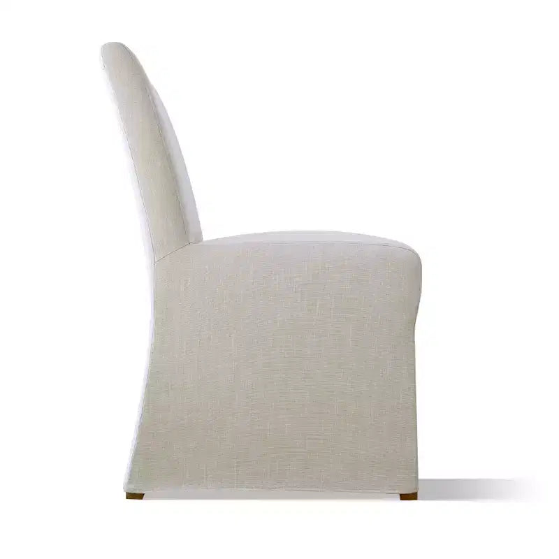 Lot de 4 chaises de salle à manger déhoussables beiges, chaises Parsons modernes de style campagnard en lin texturé avec jupe – Panipeachy