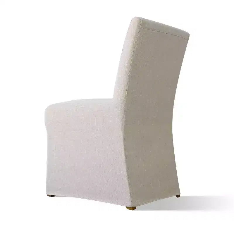 Lot de 4 chaises de salle à manger déhoussables beiges, chaises Parsons modernes de style campagnard en lin texturé avec jupe – Panipeachy