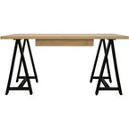 HomeRoots 60 Ivory and Black Solid Wood Executive Desk