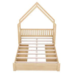 Lit en bois queen size FAMYYT?Avec garde-corps, 2 tiroirs, assemblage facile