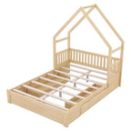 Lit en bois queen size FAMYYT?Avec garde-corps, 2 tiroirs, assemblage facile