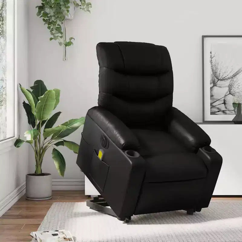 vidaXL Fauteuil inclinable de massage à levier noir