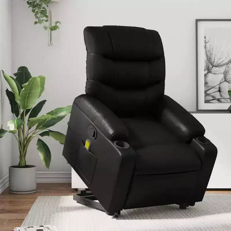 vidaXL Fauteuil inclinable de massage à levier noir