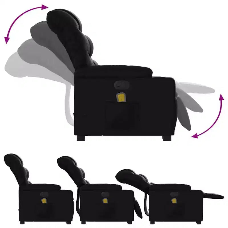 vidaXL Fauteuil inclinable de massage à levier noir