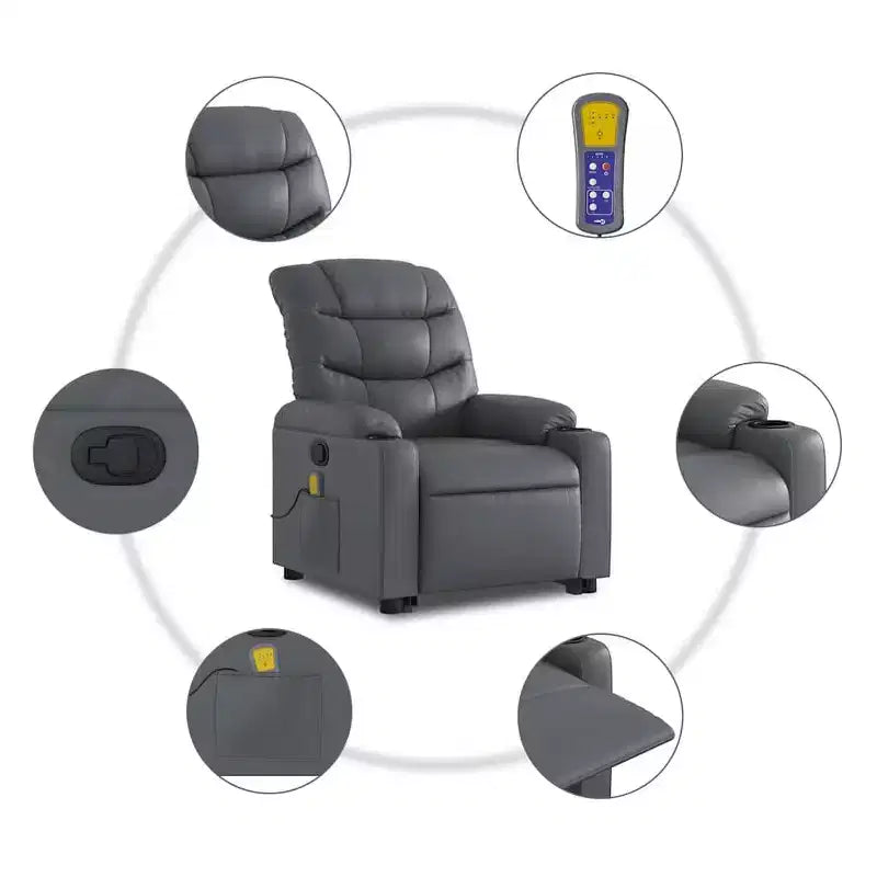 vidaXL Fauteuil inclinable de massage à levier noir