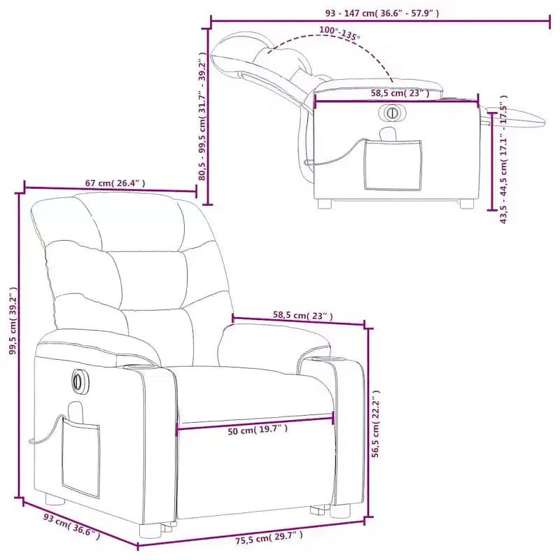 vidaXL Fauteuil inclinable de massage à levier noir