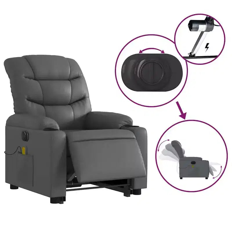 vidaXL Fauteuil inclinable de massage à levier noir