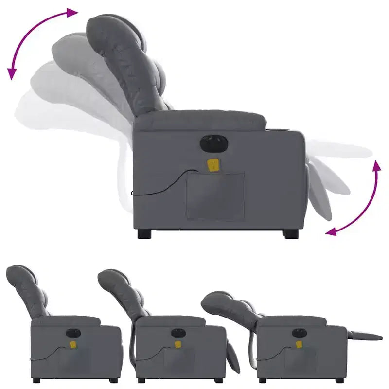 vidaXL Fauteuil inclinable de massage à levier noir