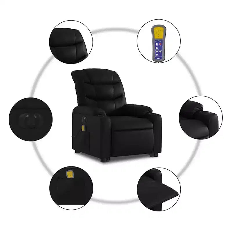 vidaXL Fauteuil inclinable de massage à levier noir