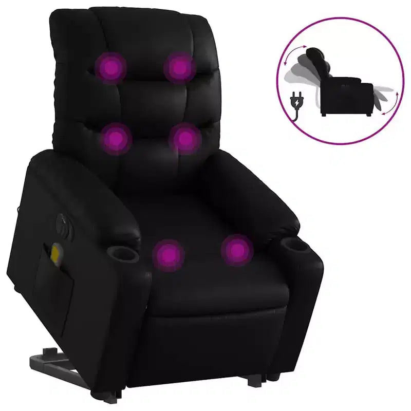 vidaXL Fauteuil inclinable de massage à levier noir