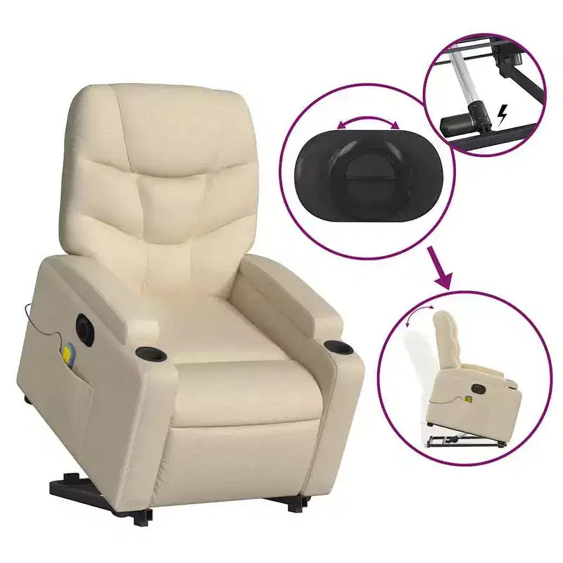 vidaXL Fauteuil inclinable de massage avec fonction releveur Gris clair