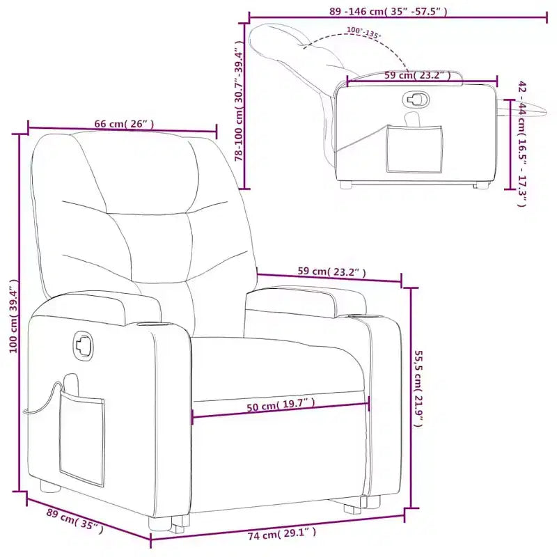 vidaXL Fauteuil inclinable de massage avec fonction releveur Gris clair