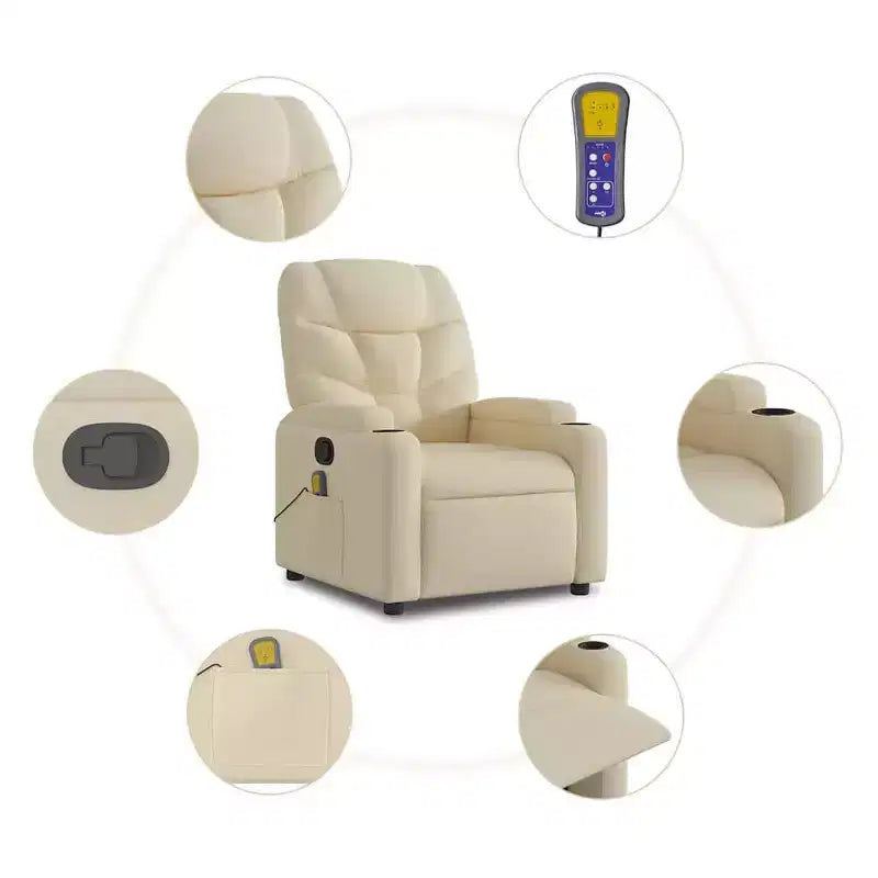 vidaXL Fauteuil inclinable de massage avec fonction releveur Gris clair