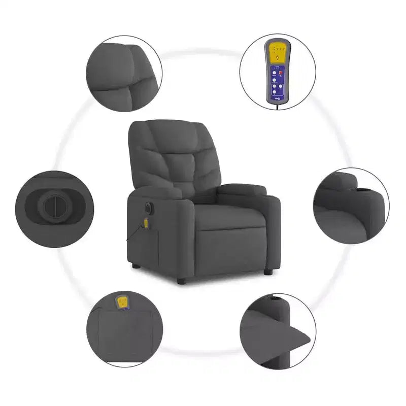 vidaXL Fauteuil inclinable de massage avec fonction releveur Gris clair