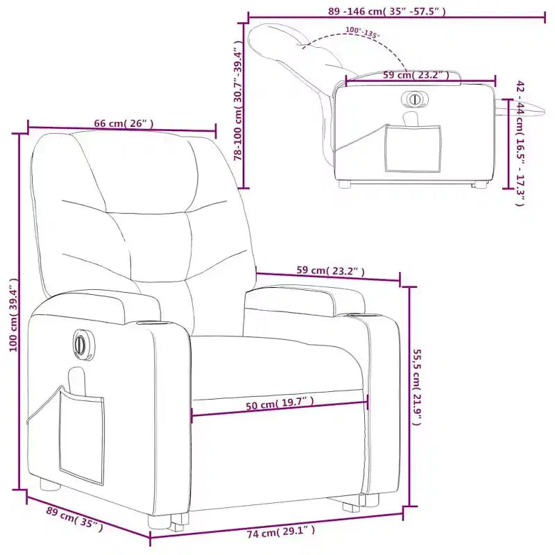 vidaXL Fauteuil inclinable de massage avec fonction releveur Gris clair