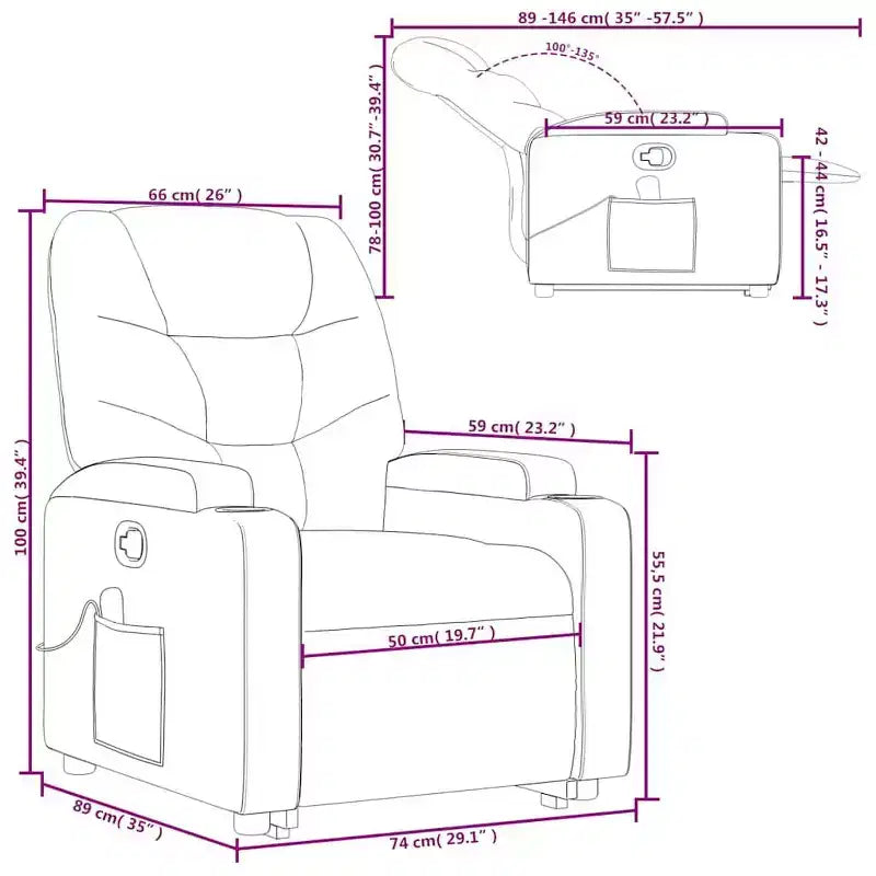 vidaXL Fauteuil inclinable de massage avec fonction releveur Gris clair