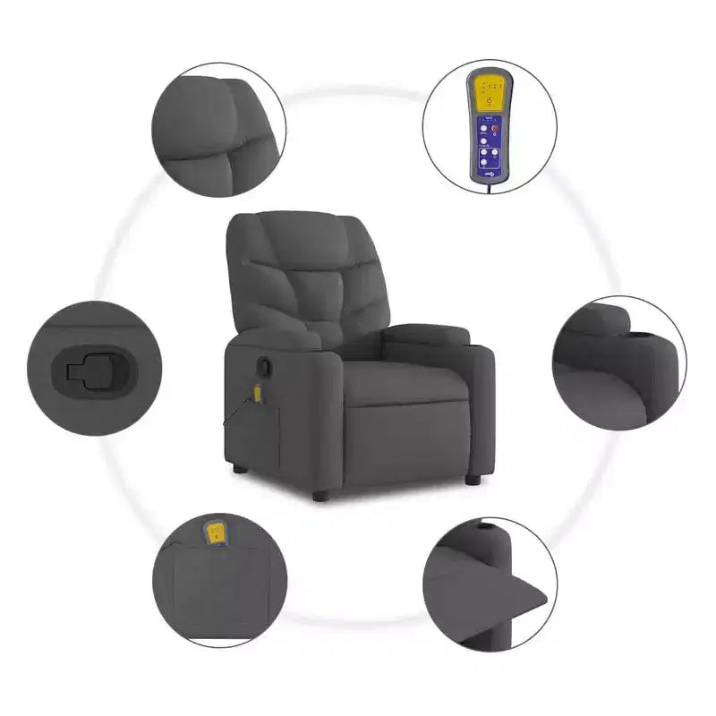 vidaXL Fauteuil inclinable de massage avec fonction releveur Gris clair