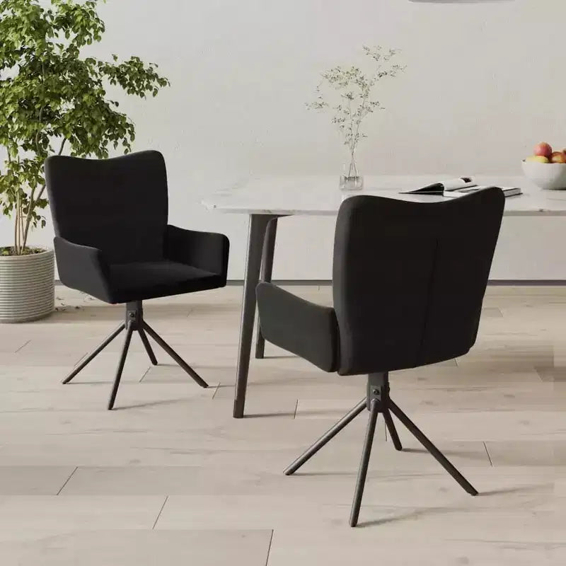 vidaXL Chaises pivotantes de salle à manger 2 pcs Velours noir