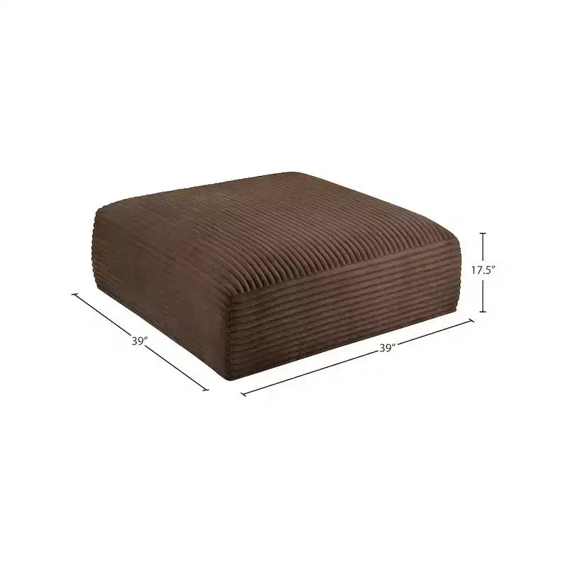 Meridian Furniture Pouf en tissu performant Shaggy Corduroy