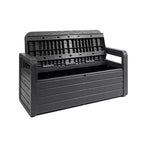 Toomax Foreverspring Coffre Banc 265 L en anthracite résistant aux intempéries et aux UV pour meubles de terrasse, de piscine et rangement extérieur
