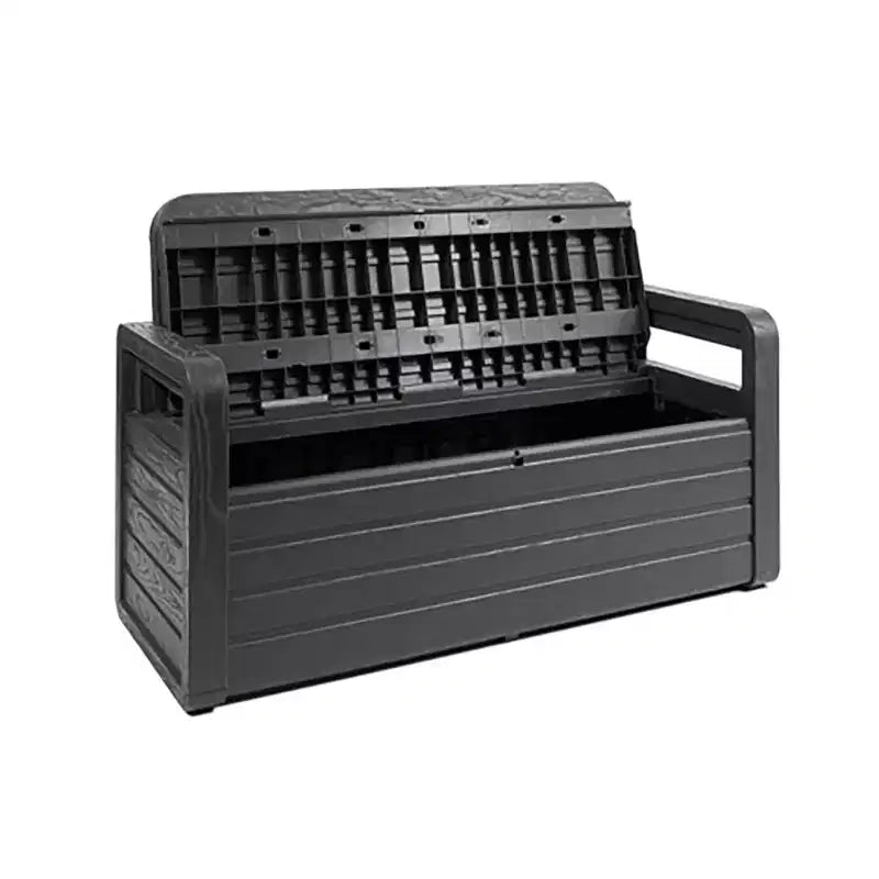 Toomax Foreverspring Coffre Banc 265 L en anthracite résistant aux intempéries et aux UV pour meubles de terrasse, de piscine et rangement extérieur