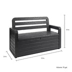Toomax Foreverspring Coffre Banc 265 L en anthracite résistant aux intempéries et aux UV pour meubles de terrasse, de piscine et rangement extérieur