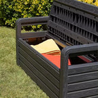 Toomax Foreverspring Coffre Banc 265 L en anthracite résistant aux intempéries et aux UV pour meubles de terrasse, de piscine et rangement extérieur