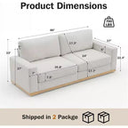 Canapé modulable Dyonery Deep Seat pour salon, structure en bois massif, coussins à ressorts, housses amovibles, assemblage facile pour petits espaces