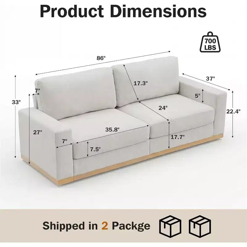 Canapé modulable Dyonery Deep Seat pour salon, structure en bois massif, coussins à ressorts, housses amovibles, assemblage facile pour petits espaces