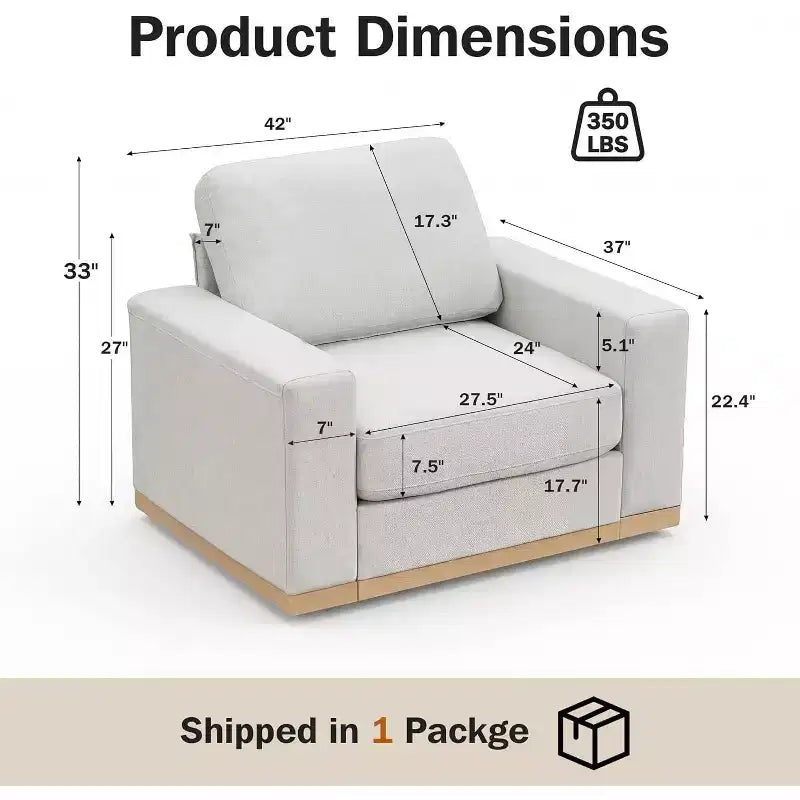 Canapé modulable Dyonery Deep Seat pour salon, structure en bois massif, coussins à ressorts, housses amovibles, assemblage facile pour petits espaces