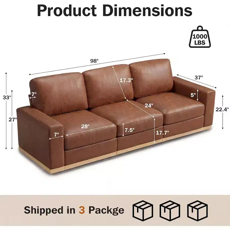 Canapé modulable Dyonery Deep Seat pour salon, structure en bois massif, coussins à ressorts, housses amovibles, assemblage facile pour petits espaces