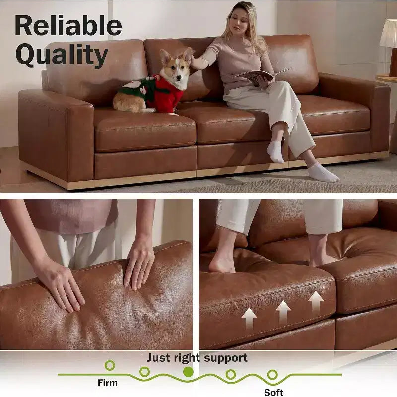 Canapé modulable Dyonery Deep Seat pour salon, structure en bois massif, coussins à ressorts, housses amovibles, assemblage facile pour petits espaces