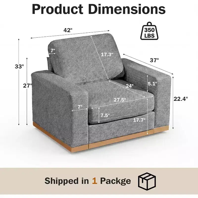 Canapé modulable Dyonery Deep Seat pour salon, structure en bois massif, coussins à ressorts, housses amovibles, assemblage facile pour petits espaces