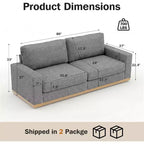 Canapé modulable Dyonery Deep Seat pour salon, structure en bois massif, coussins à ressorts, housses amovibles, assemblage facile pour petits espaces