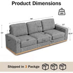 Canapé modulable Dyonery Deep Seat pour salon, structure en bois massif, coussins à ressorts, housses amovibles, assemblage facile pour petits espaces