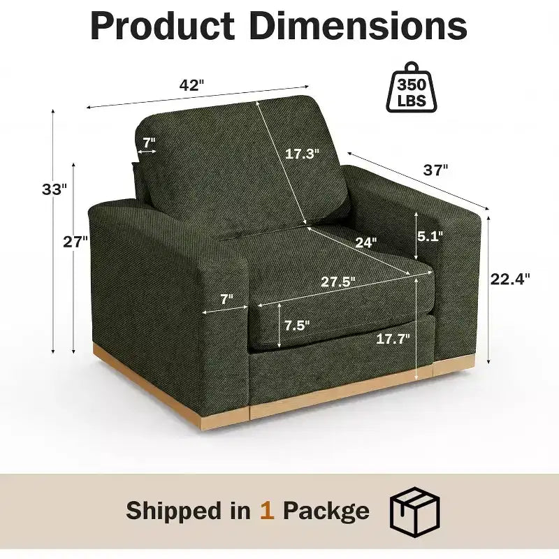 Canapé modulable Dyonery Deep Seat pour salon, structure en bois massif, coussins à ressorts, housses amovibles, assemblage facile pour petits espaces