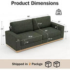 Canapé modulable Dyonery Deep Seat pour salon, structure en bois massif, coussins à ressorts, housses amovibles, assemblage facile pour petits espaces