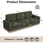 Canapé modulable Dyonery Deep Seat pour salon, structure en bois massif, coussins à ressorts, housses amovibles, assemblage facile pour petits espaces