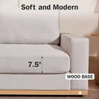 Canapé modulable Dyonery Deep Seat pour salon, structure en bois massif, coussins à ressorts, housses amovibles, assemblage facile pour petits espaces