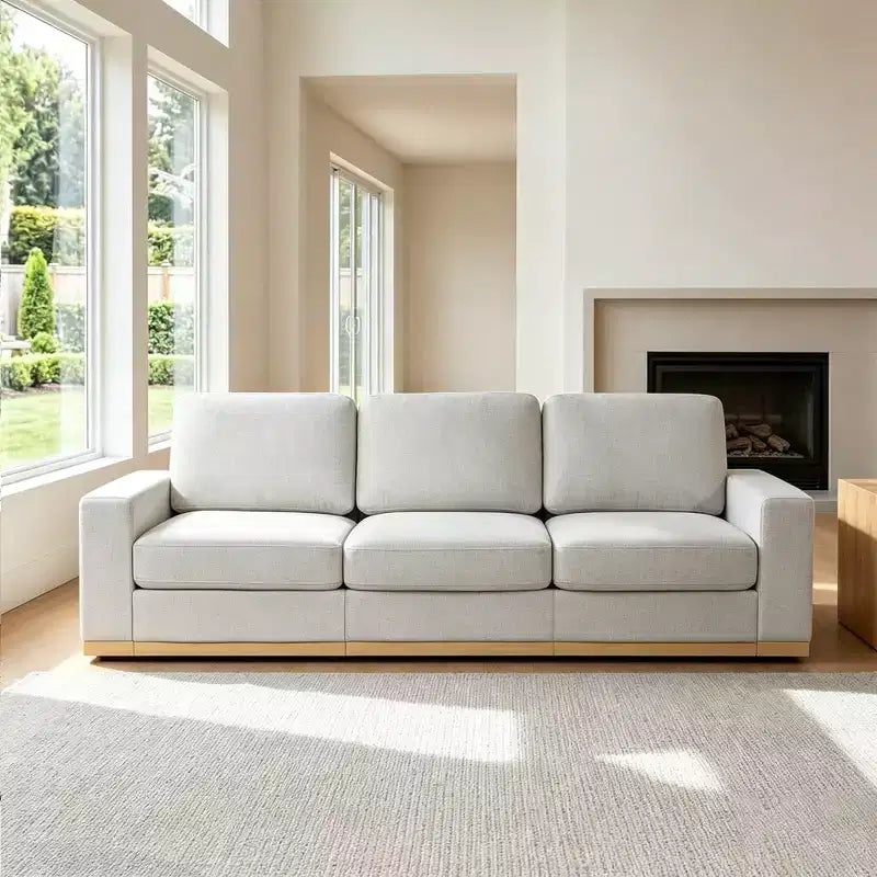 Canapé modulable Dyonery Deep Seat pour salon, structure en bois massif, coussins à ressorts, housses amovibles, assemblage facile pour petits espaces