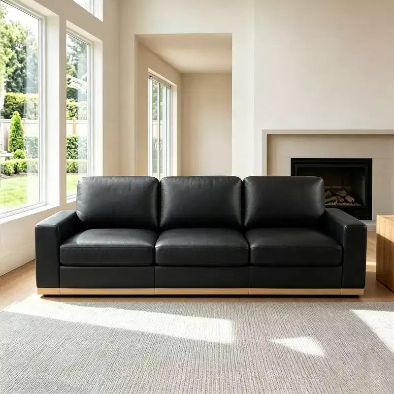Canapé modulable Dyonery Deep Seat pour salon, structure en bois massif, coussins à ressorts, housses amovibles, assemblage facile pour petits espaces