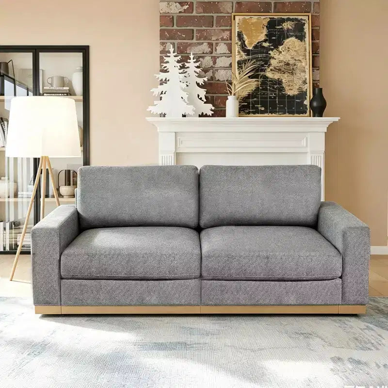 Canapé modulable Dyonery Deep Seat pour salon, structure en bois massif, coussins à ressorts, housses amovibles, assemblage facile pour petits espaces