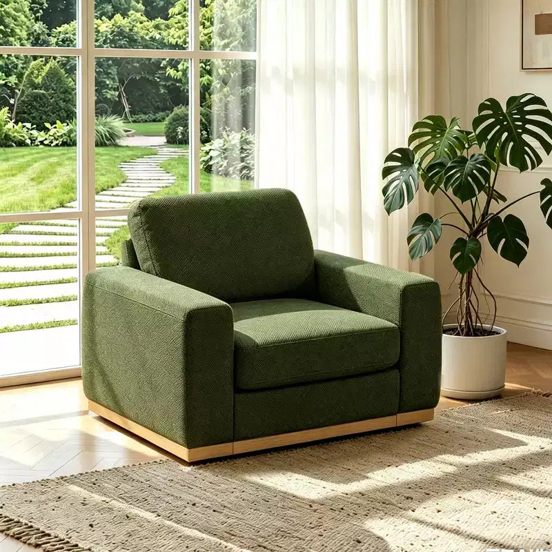 Canapé modulable Dyonery Deep Seat pour salon, structure en bois massif, coussins à ressorts, housses amovibles, assemblage facile pour petits espaces