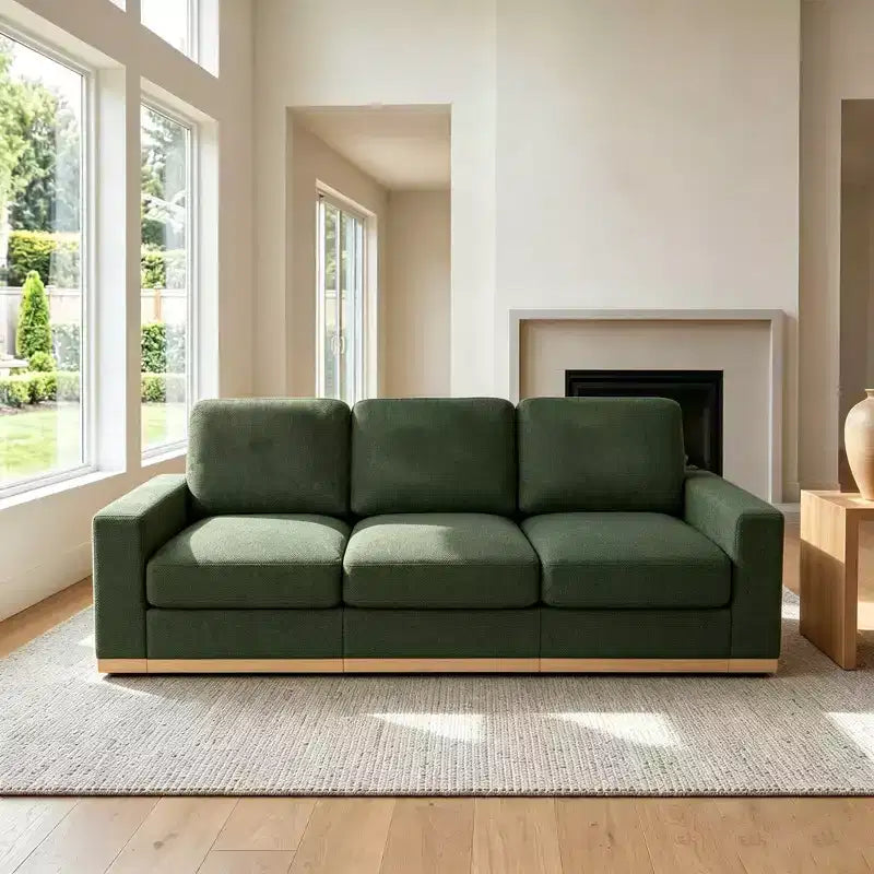 Canapé modulable Dyonery Deep Seat pour salon, structure en bois massif, coussins à ressorts, housses amovibles, assemblage facile pour petits espaces