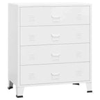 vidaXL Drawer Cabinet White Metal Medium Drawer Cabinet Rectangular