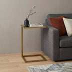 Table d'appoint miroir carrée HomeRoots 27 en laiton et argent
