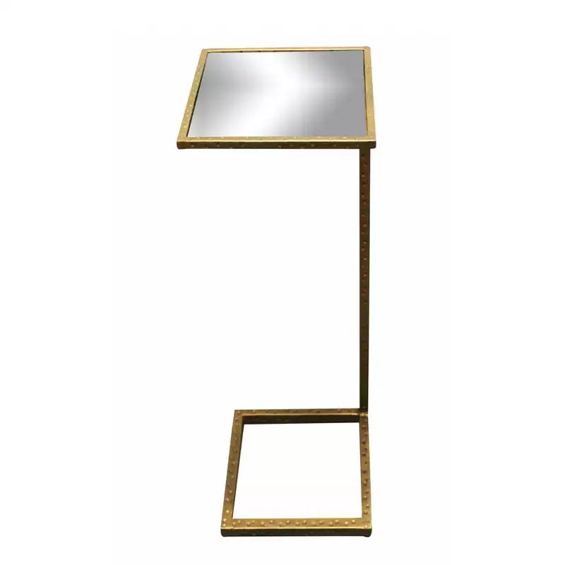 Table d'appoint miroir carrée HomeRoots 27 en laiton et argent