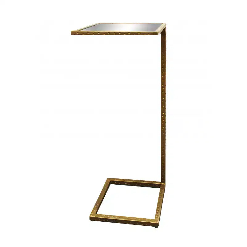 Table d'appoint miroir carrée HomeRoots 27 en laiton et argent